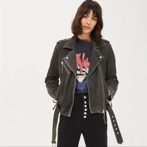 Topshop Suede Moto Jacket